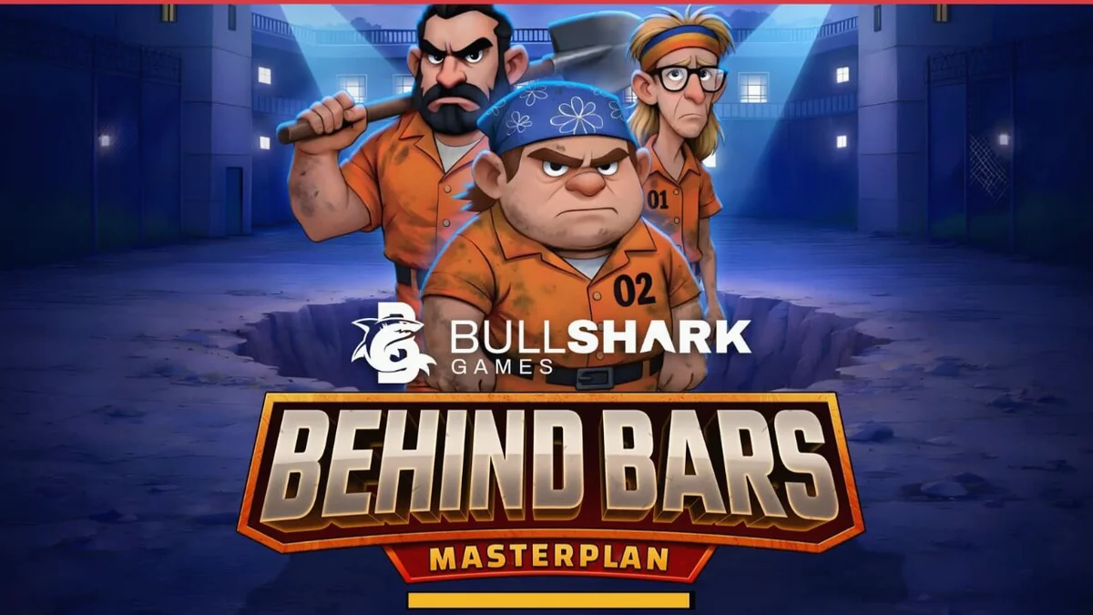 Tampilan visual slot Behind Bars Masterplan dengan tema pelarian penjara